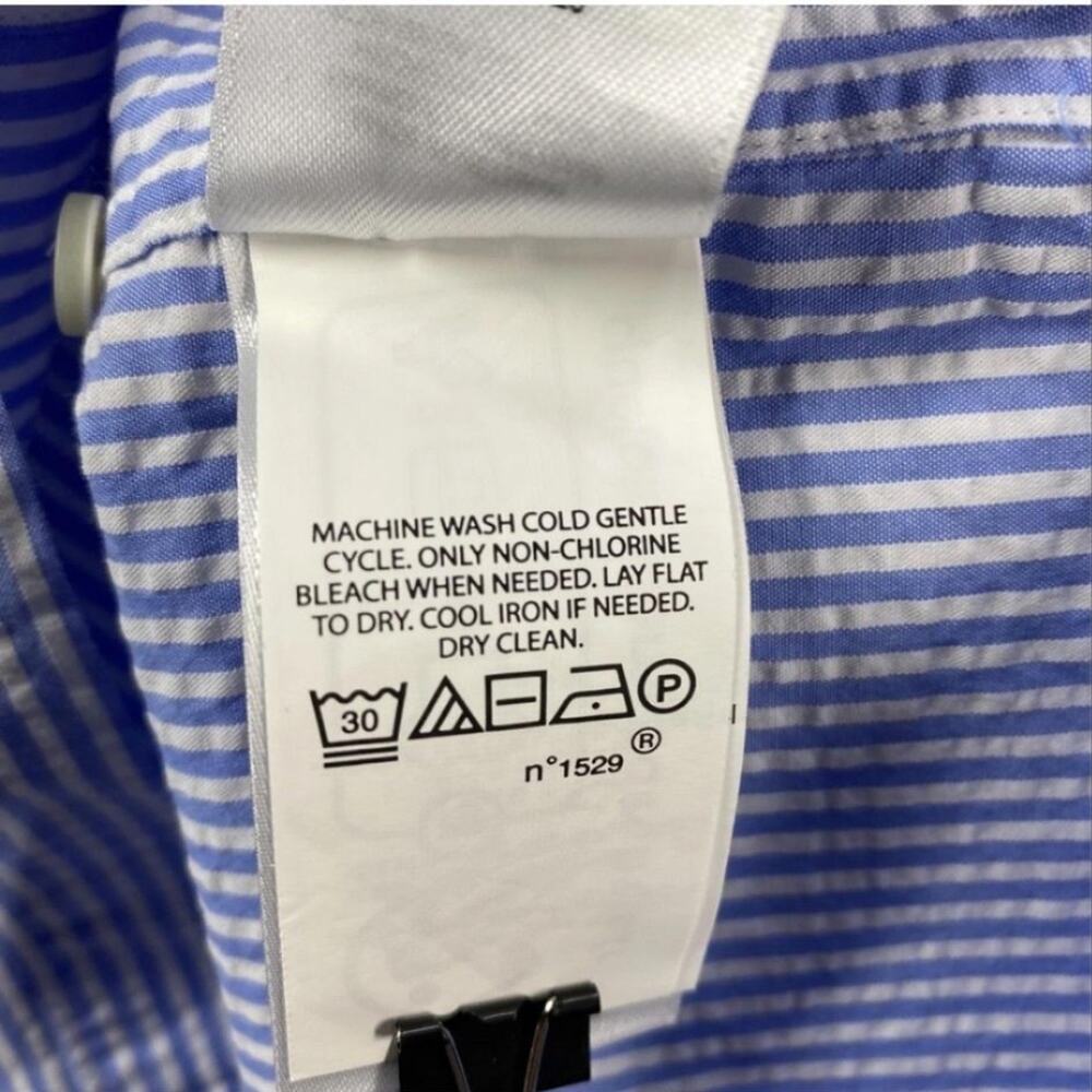 PRL Seersucker Blue Striped Short Sleeve Shirt Mens Large Tall Polo Ralph Lauren - Picture 11 of 11